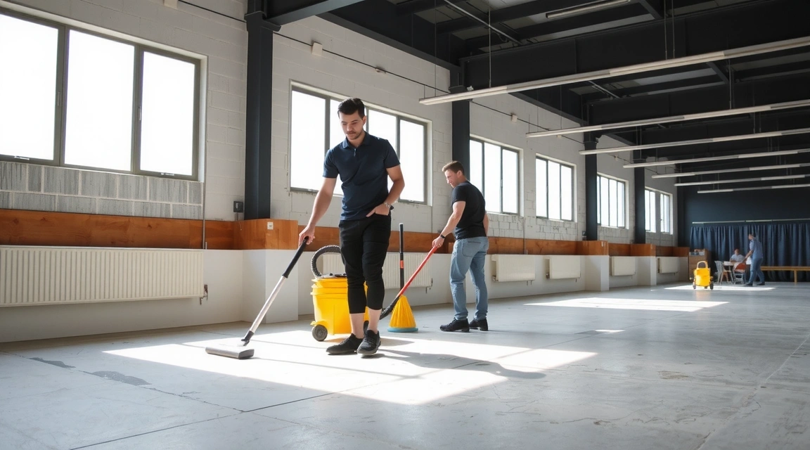 Echipă de curățenie în acțiune